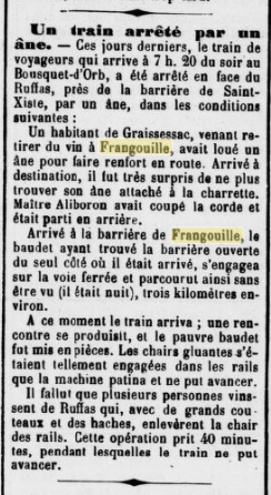 Photo d'un vieil article de journal. Les mots "Frangouille" sont surlignés en jeune